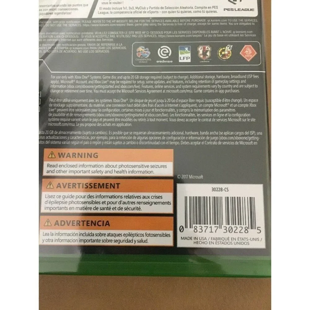 PES 2018 Pro Evolution Soccer 2018 XBOX One NEW